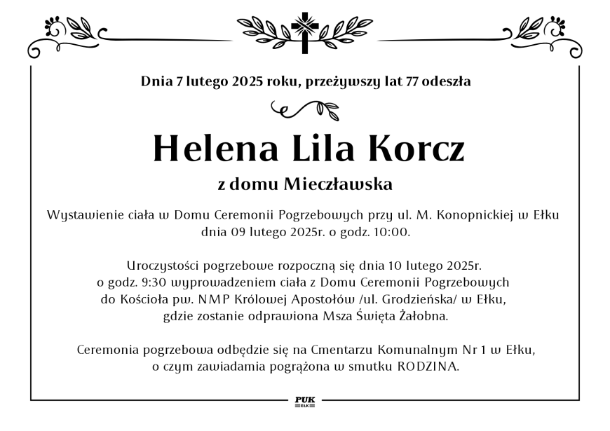 Helena Lila Korcz - nekrolog